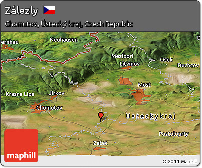 Satellite Panoramic Map of Zálezly