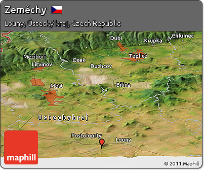 Satellite Panoramic Map of Zeměchy