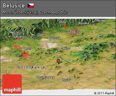 Satellite Panoramic Map of Bělušice