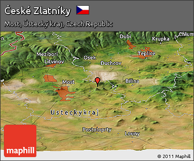 Satellite Panoramic Map of České Zlatníky