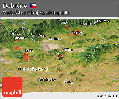 Satellite Panoramic Map of Dobrčice
