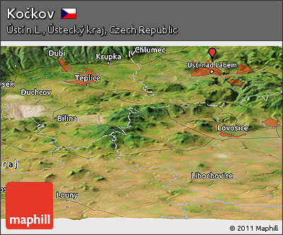 Satellite Panoramic Map of Kočkov