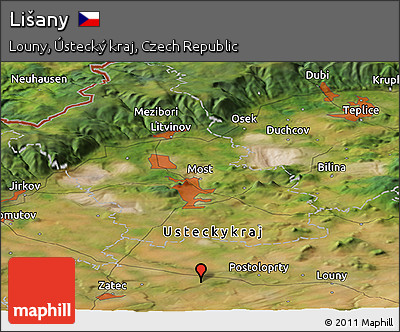 Satellite Panoramic Map of Lišany