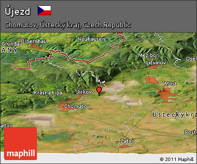 Satellite Panoramic Map of Újezd