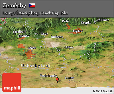Satellite Panoramic Map of Zeměchy