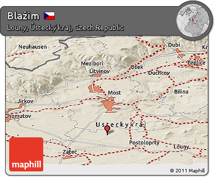 Shaded Relief Panoramic Map of Blažim