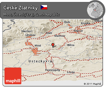 Shaded Relief Panoramic Map of České Zlatníky