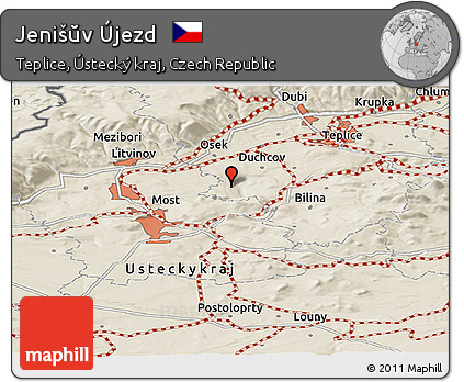 Shaded Relief Panoramic Map of Jenišŭv Újezd