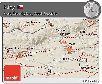 Shaded Relief Panoramic Map of Klíny