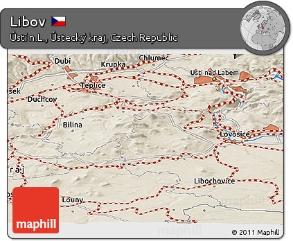 Shaded Relief Panoramic Map of Libov