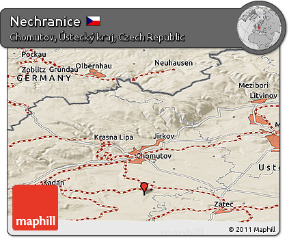Shaded Relief Panoramic Map of Nechranice