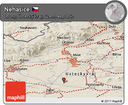 Shaded Relief Panoramic Map of Nehasice