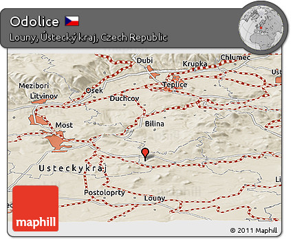 Shaded Relief Panoramic Map of Odolice