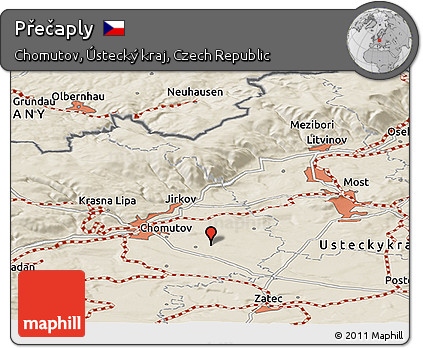 Shaded Relief Panoramic Map of Přečaply