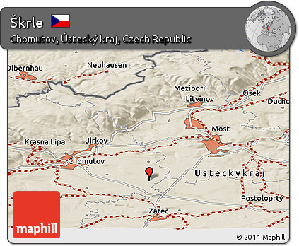 Shaded Relief Panoramic Map of Škrle