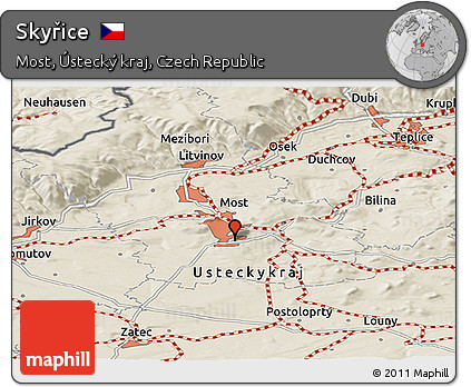 Shaded Relief Panoramic Map of Skyřice