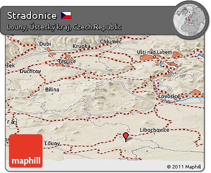 Shaded Relief Panoramic Map of Stradonice
