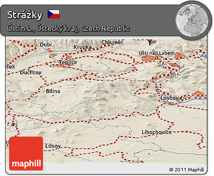 Shaded Relief Panoramic Map of Strážky