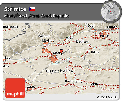 Shaded Relief Panoramic Map of Střimice