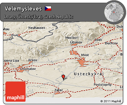 Shaded Relief Panoramic Map of Velemyšleves