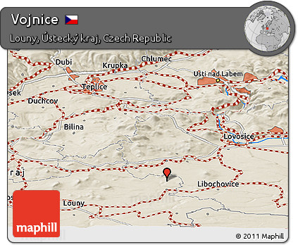 Shaded Relief Panoramic Map of Vojnice