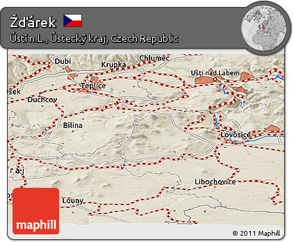 Shaded Relief Panoramic Map of Žďárek