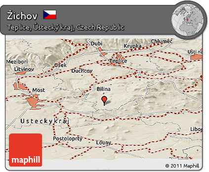 Shaded Relief Panoramic Map of Žichov