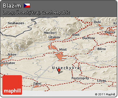 Shaded Relief Panoramic Map of Blažim