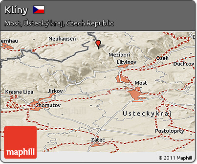 Shaded Relief Panoramic Map of Klíny