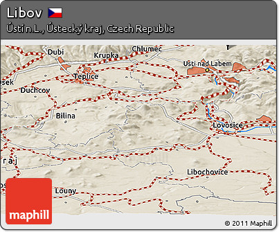 Shaded Relief Panoramic Map of Libov