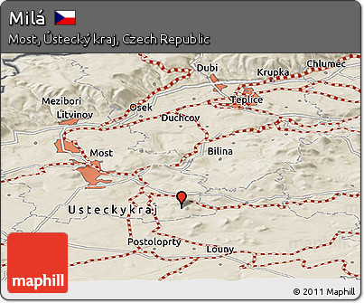 Shaded Relief Panoramic Map of Milá