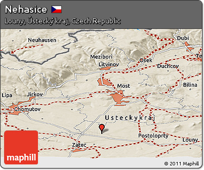 Shaded Relief Panoramic Map of Nehasice