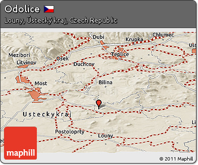 Shaded Relief Panoramic Map of Odolice