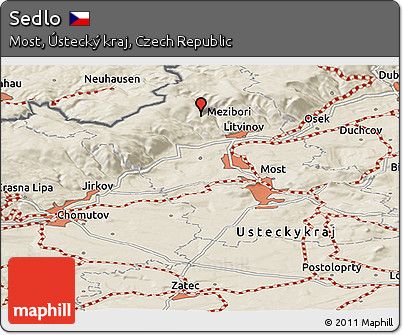 Shaded Relief Panoramic Map of Sedlo