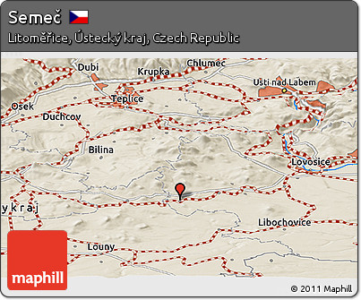 Shaded Relief Panoramic Map of Semeč