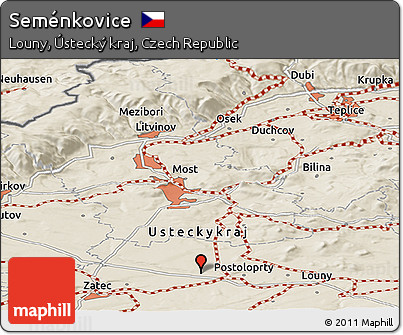 Shaded Relief Panoramic Map of Seménkovice
