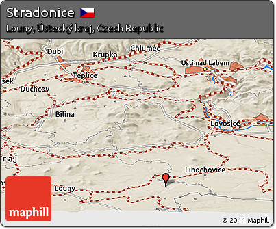 Shaded Relief Panoramic Map of Stradonice