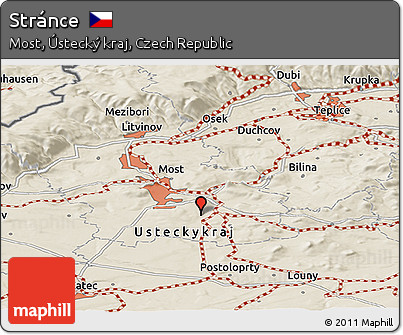 Shaded Relief Panoramic Map of Stránce