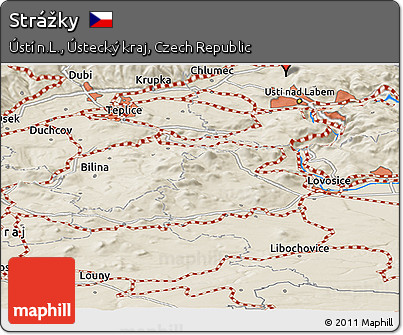 Shaded Relief Panoramic Map of Strážky