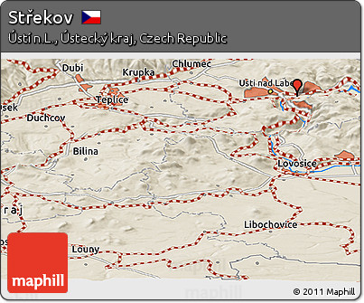 Shaded Relief Panoramic Map of Střekov