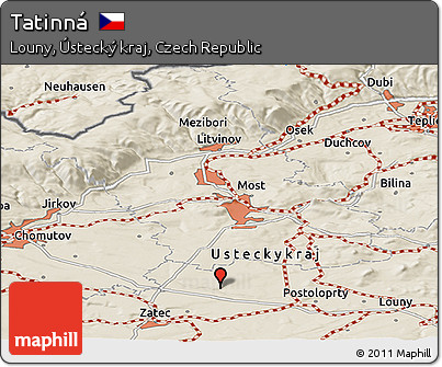 Shaded Relief Panoramic Map of Tatinná