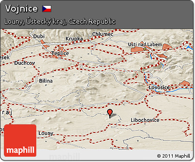 Shaded Relief Panoramic Map of Vojnice