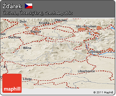 Shaded Relief Panoramic Map of Žďárek