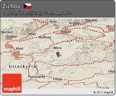 Shaded Relief Panoramic Map of Žichov