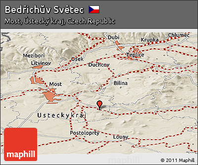 Shaded Relief Panoramic Map of Bedřichŭv Světec