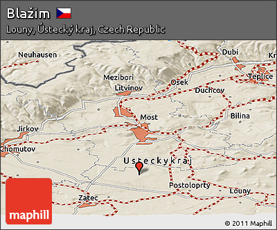 Shaded Relief Panoramic Map of Blažim