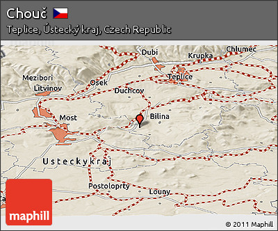 Shaded Relief Panoramic Map of Chouč