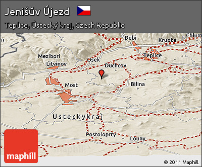 Shaded Relief Panoramic Map of Jenišŭv Újezd
