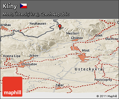 Shaded Relief Panoramic Map of Klíny