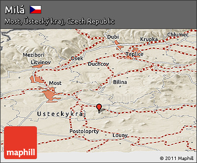 Shaded Relief Panoramic Map of Milá